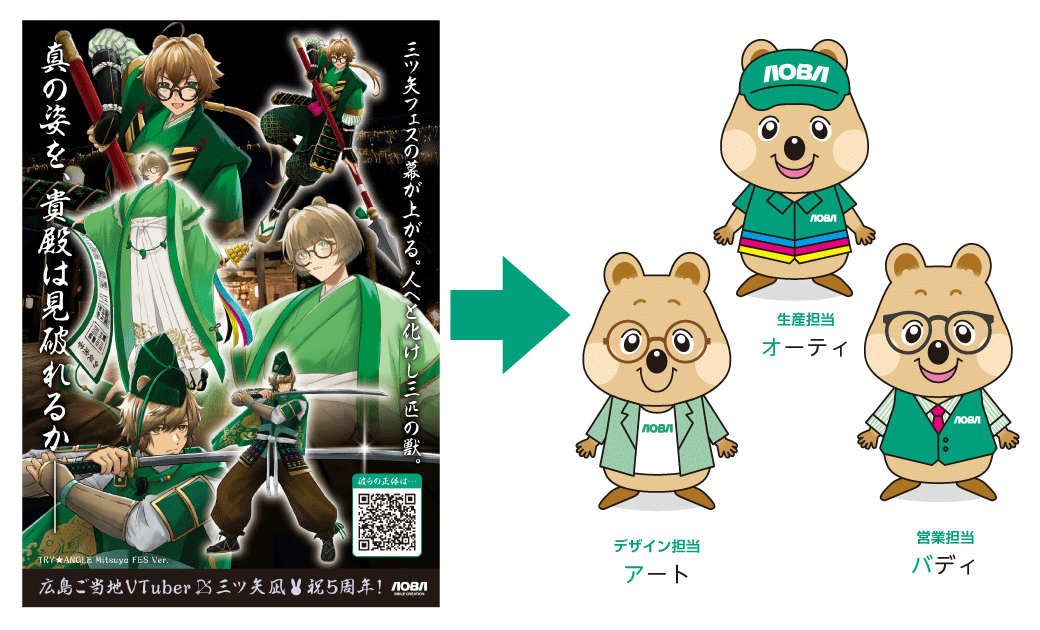 三ツ矢フェスin広島県神楽門前湯治村のポスターのキャラクター