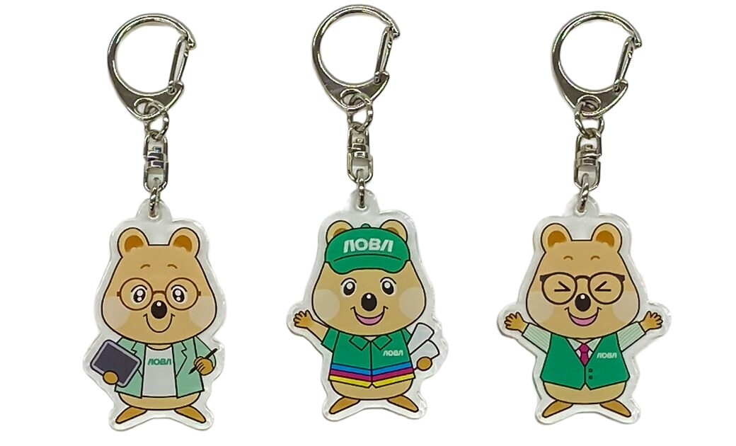 青葉印刷株式会社のマスコットキャラクター「トライ☆アングル」のキーホルダー