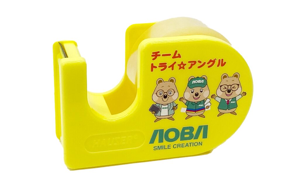 青葉印刷株式会社のマスコットキャラクター「トライ☆アングル」のテープホルダー